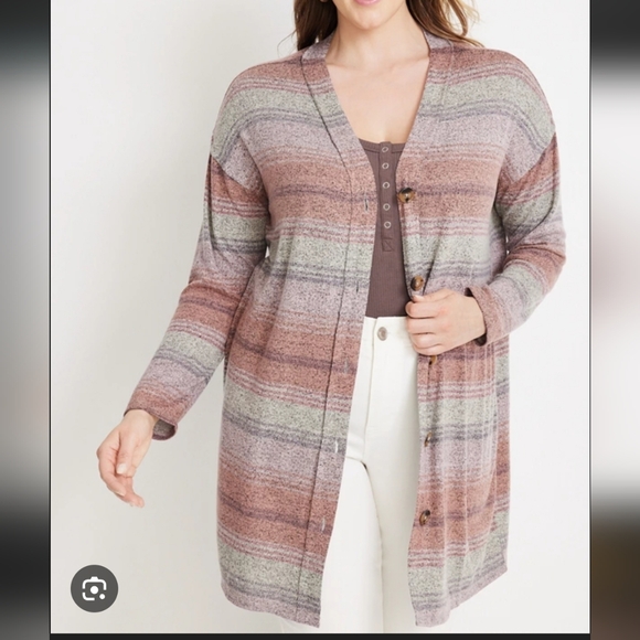 Maurices Sweaters - Maurices Plus Size XXL Striped Cozy Relaxed Fit Cardigan Sweater